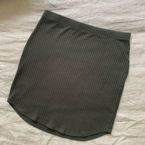 Army Green Ribbed Skirt